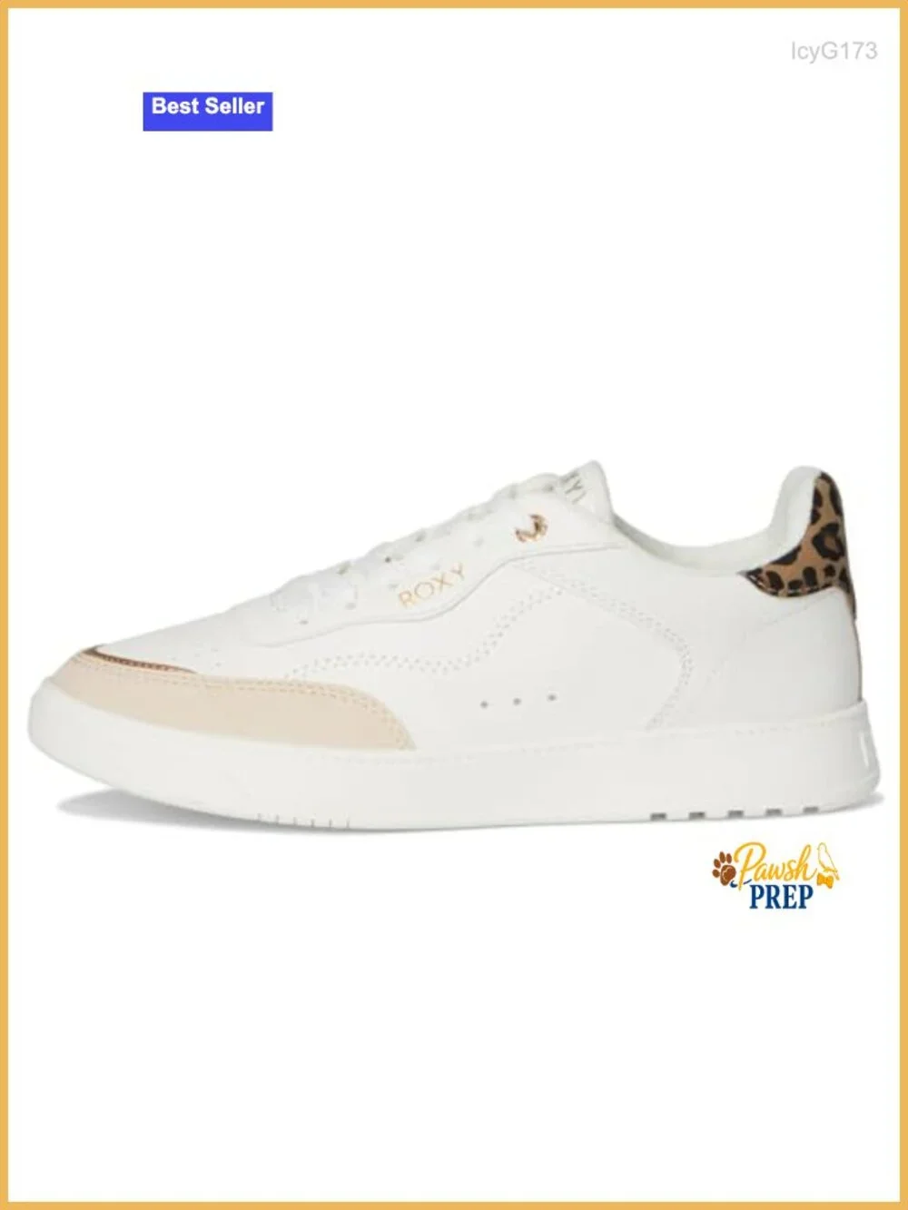 Women's White Leopard Low Top Fashion Sneakers with Lace Up Closure